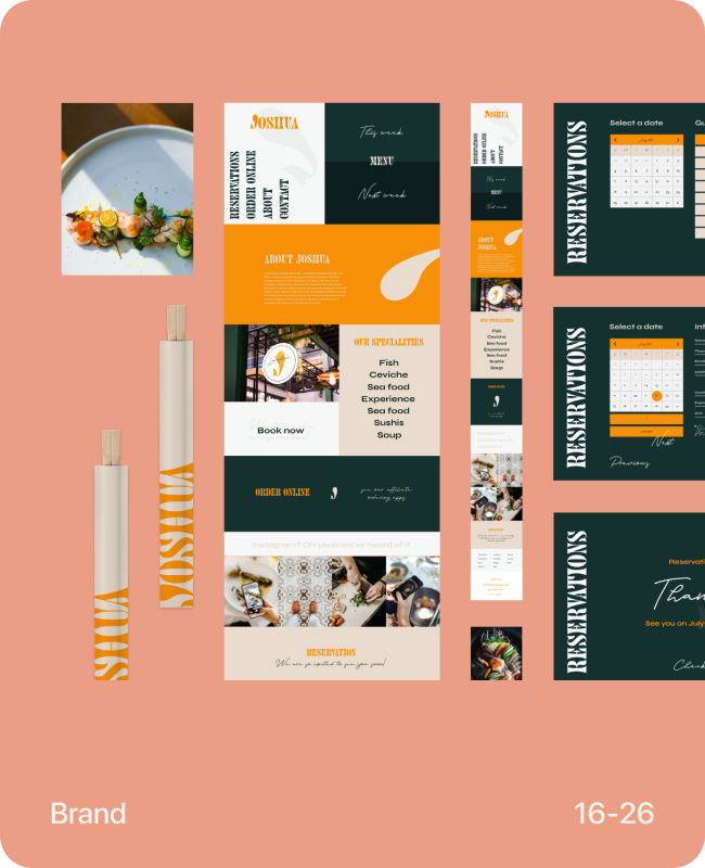 Brand identity work for Joshua restaurant
